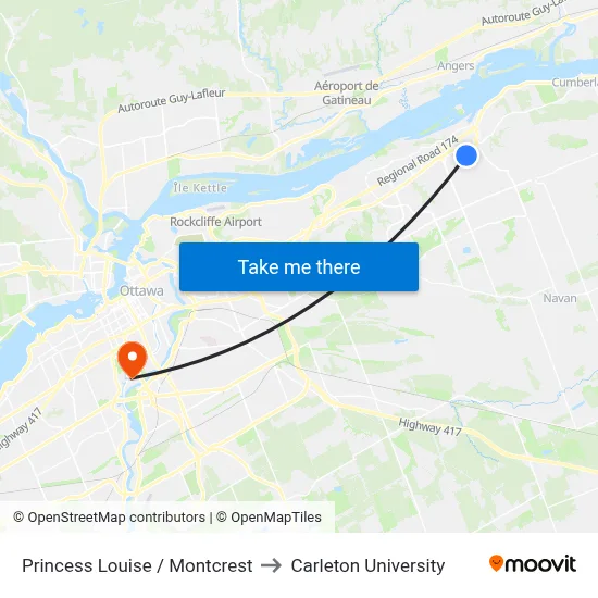 Princess Louise / Montcrest to Carleton University map