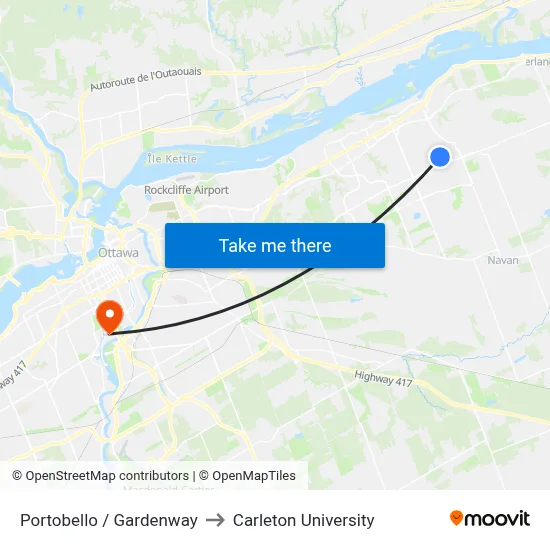 Portobello / Gardenway to Carleton University map