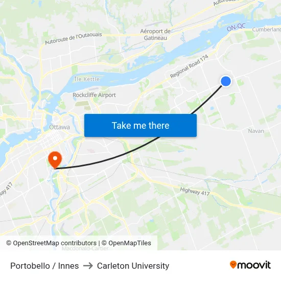 Portobello / Innes to Carleton University map