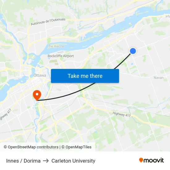 Innes / Dorima to Carleton University map