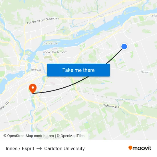 Innes / Esprit to Carleton University map