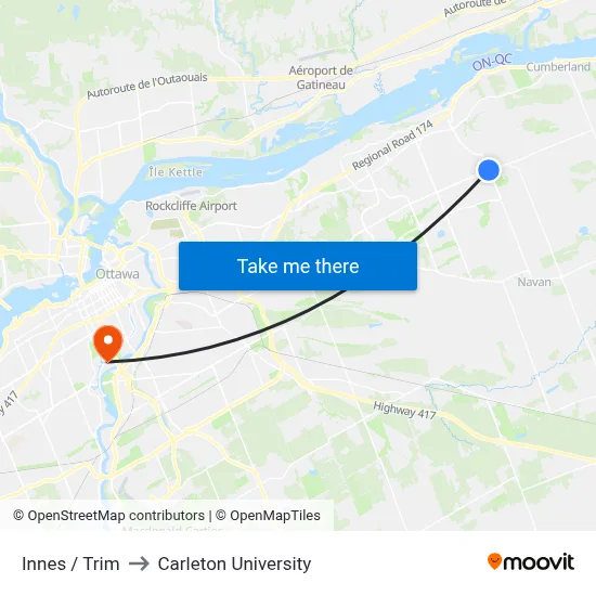Innes / Trim to Carleton University map