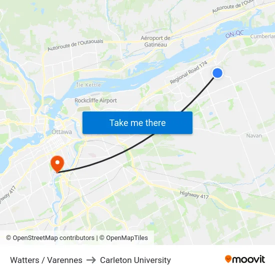 Watters / Varennes to Carleton University map