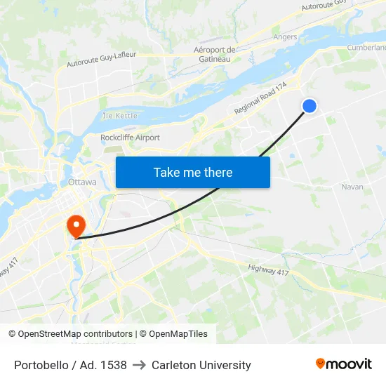 Portobello / Ad. 1538 to Carleton University map