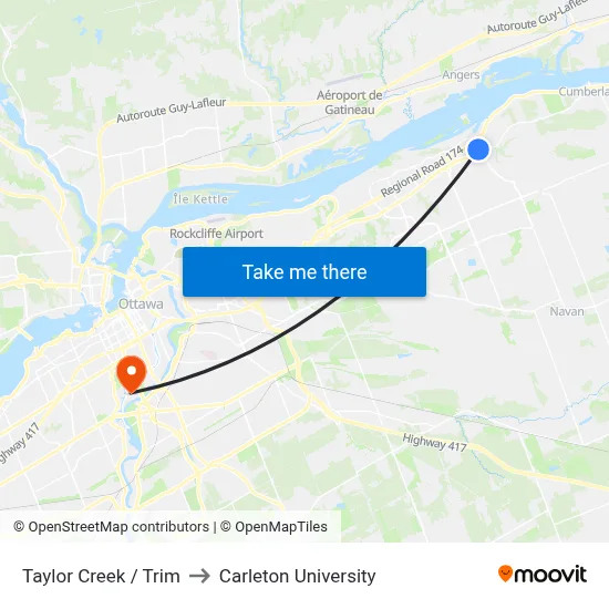 Taylor Creek / Trim to Carleton University map