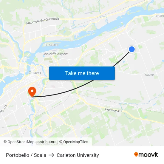 Portobello / Scala to Carleton University map