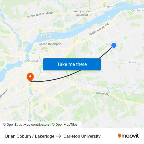 Brian Coburn / Lakeridge to Carleton University map
