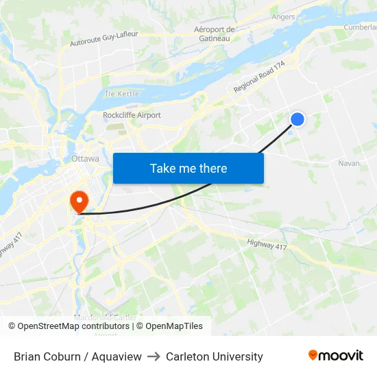 Brian Coburn / Aquaview to Carleton University map