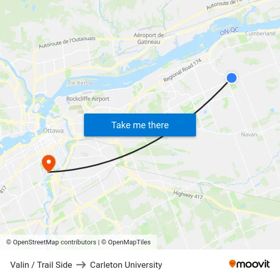 Valin / Trail Side to Carleton University map