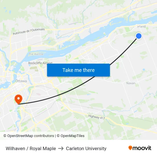 Wilhaven / Royal Maple to Carleton University map