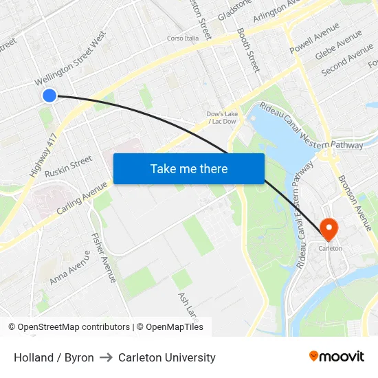 Holland / Byron to Carleton University map