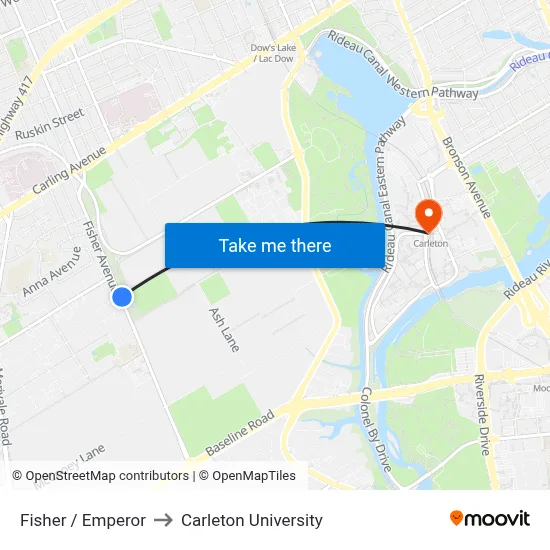 Fisher / Emperor to Carleton University map