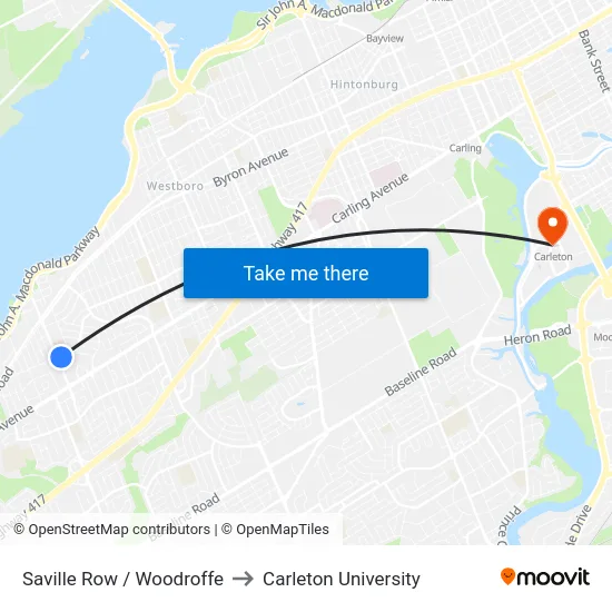 Saville Row / Woodroffe to Carleton University map