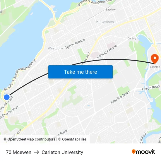70 Mcewen to Carleton University map