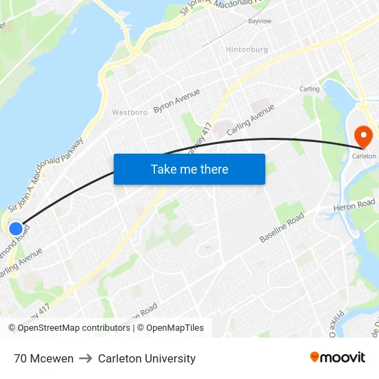 70 Mcewen to Carleton University map
