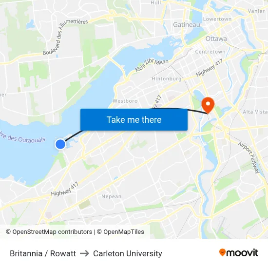 Britannia / Rowatt to Carleton University map