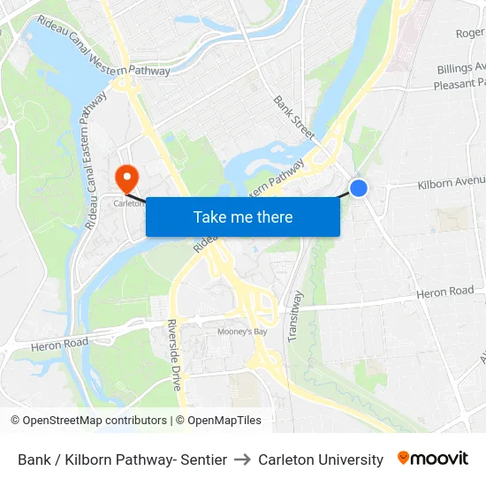 Bank / Kilborn Pathway- Sentier to Carleton University map