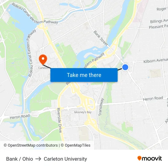Bank / Ohio to Carleton University map