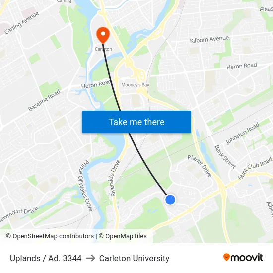 Uplands / Ad. 3344 to Carleton University map