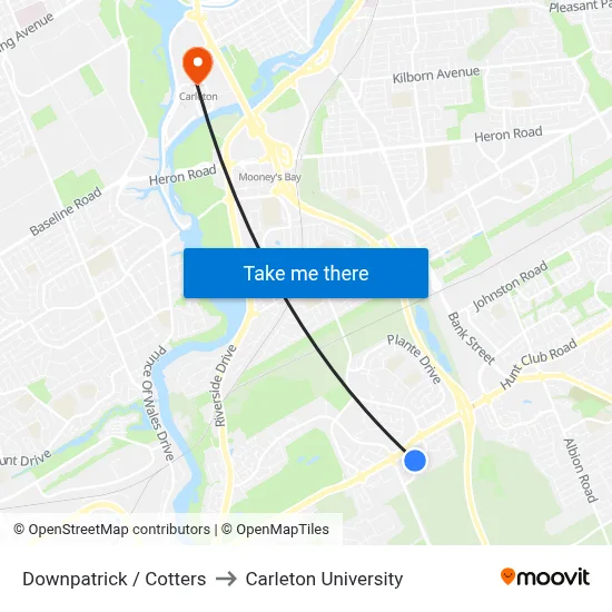 Downpatrick / Cotters to Carleton University map