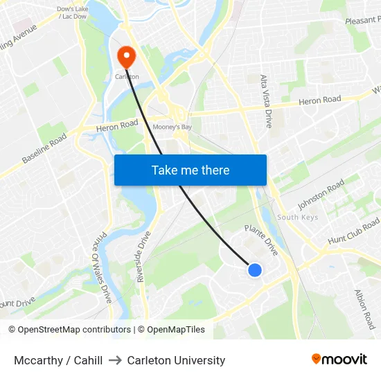 Mccarthy / Cahill to Carleton University map
