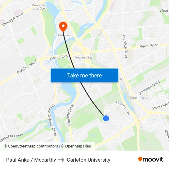 Paul Anka / Mccarthy to Carleton University map