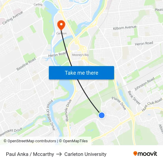Paul Anka / Mccarthy to Carleton University map