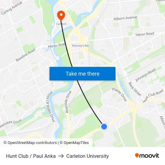 Hunt Club / Paul Anka to Carleton University map