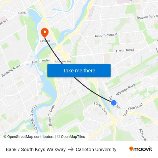 Bank / South Keys Walkway to Carleton University map