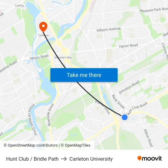 Hunt Club / Bridle Path to Carleton University map