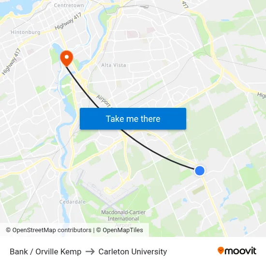 Bank / Orville Kemp to Carleton University map