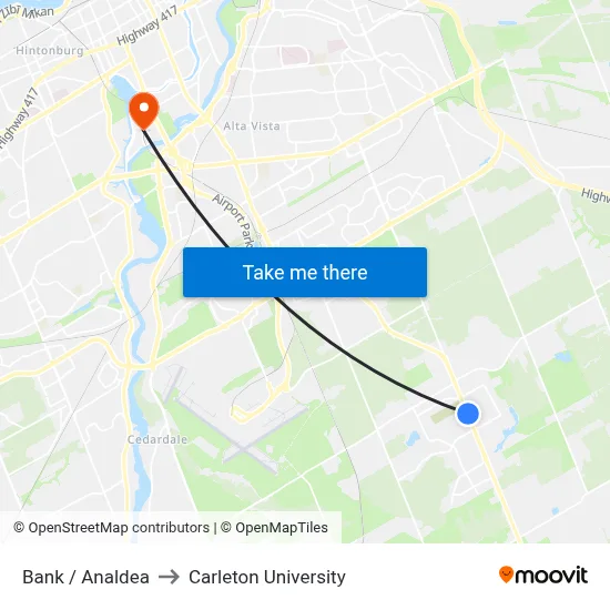 Bank / Analdea to Carleton University map