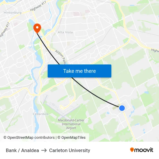Bank / Analdea to Carleton University map