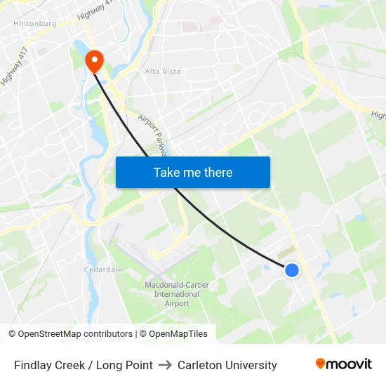 Findlay Creek / Long Point to Carleton University map