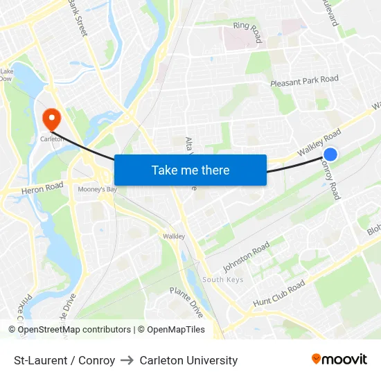 St-Laurent / Conroy to Carleton University map