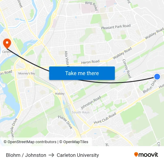 Blohm / Johnston to Carleton University map