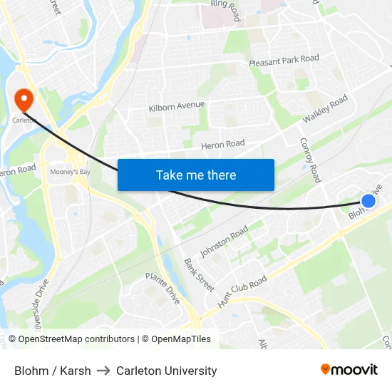 Blohm / Karsh to Carleton University map