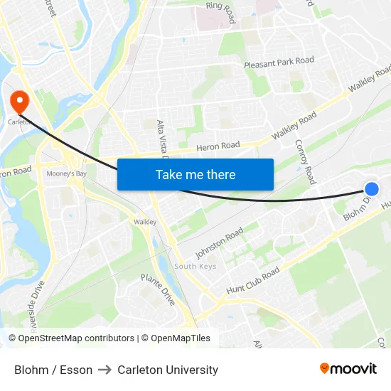 Blohm / Esson to Carleton University map