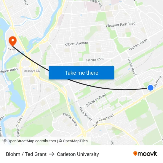 Blohm / Ted Grant to Carleton University map