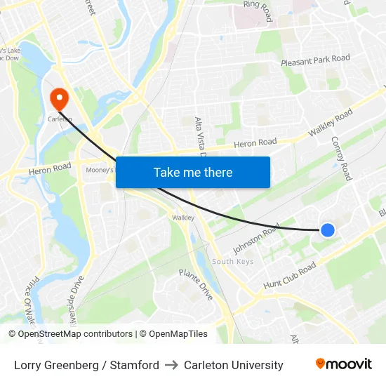 Lorry Greenberg / Stamford to Carleton University map