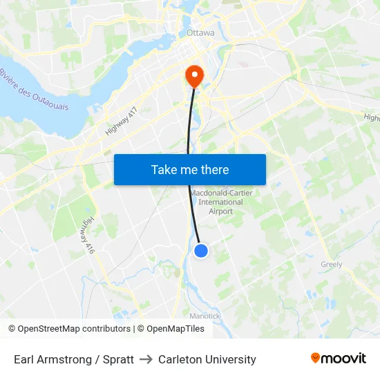 Earl Armstrong / Spratt to Carleton University map