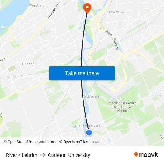 River / Leitrim to Carleton University map