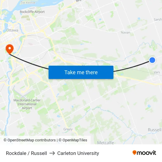 Rockdale / Russell to Carleton University map
