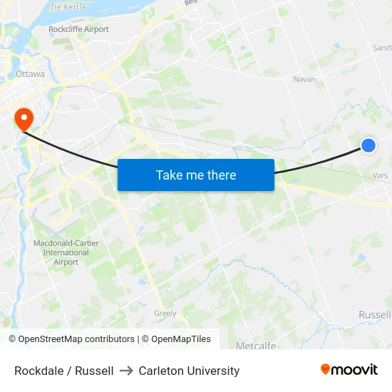 Rockdale / Russell to Carleton University map