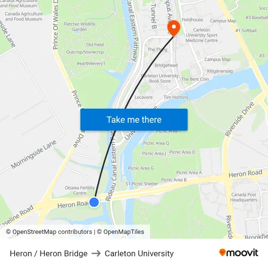 Heron / Heron Bridge to Carleton University map