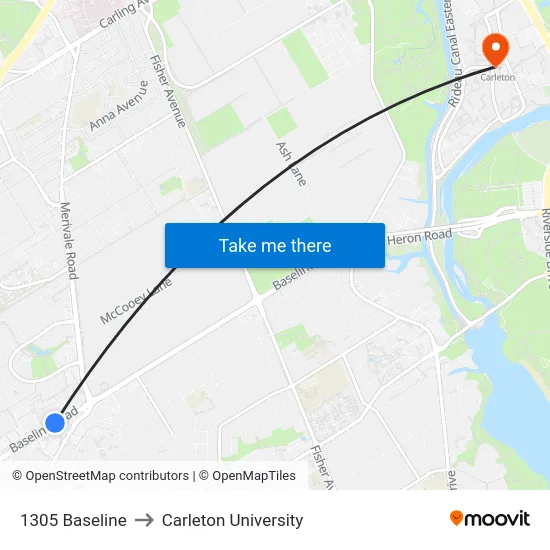 1305 Baseline to Carleton University map