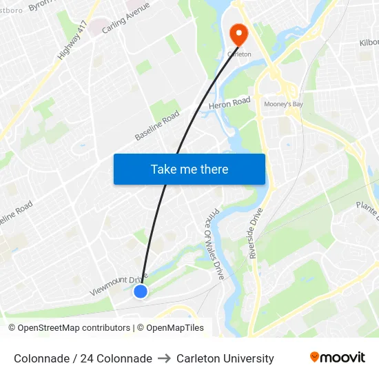 Colonnade / 24 Colonnade to Carleton University map