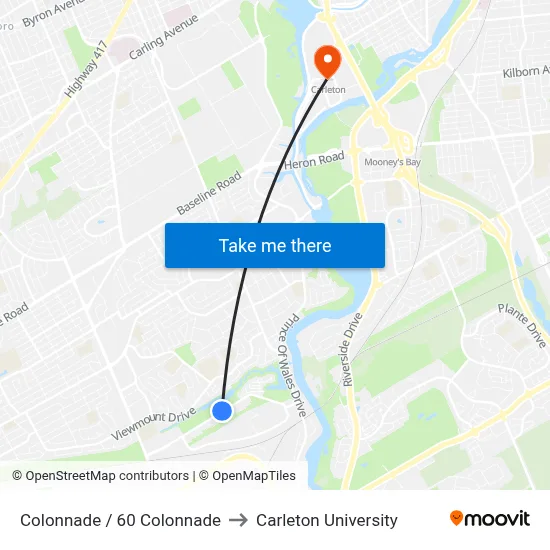 Colonnade / 60 Colonnade to Carleton University map