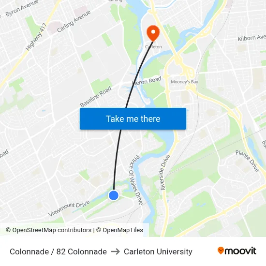 Colonnade / 82 Colonnade to Carleton University map