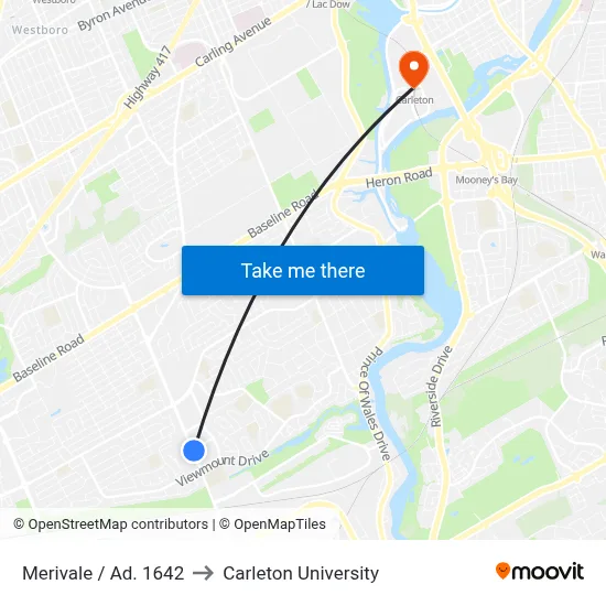 Merivale / Ad. 1642 to Carleton University map
